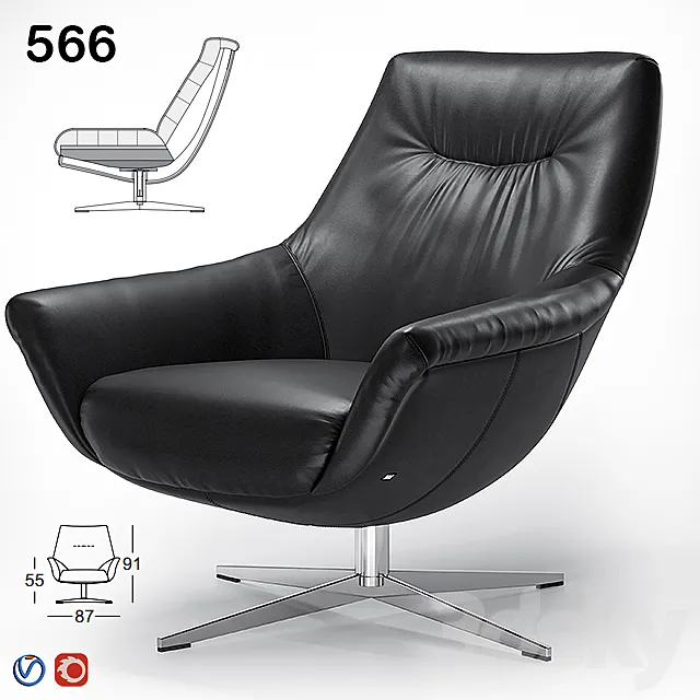 Armchair Rolf Benz 566 3D Model