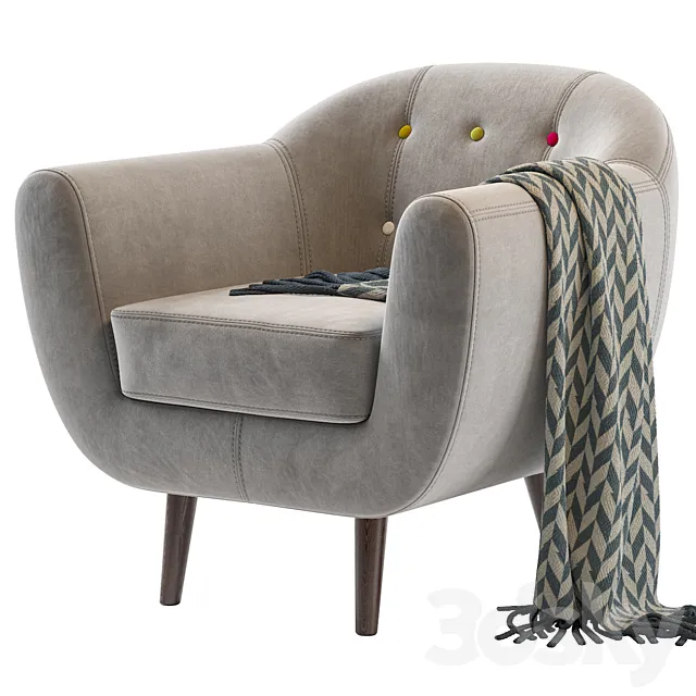 Armchair Rotterdam Tesla Gray 3D Model