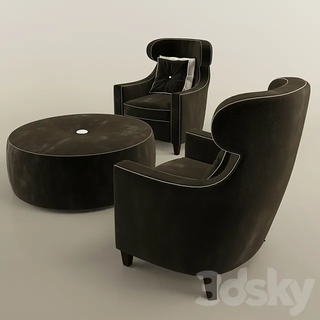 armchair & table 3D Model