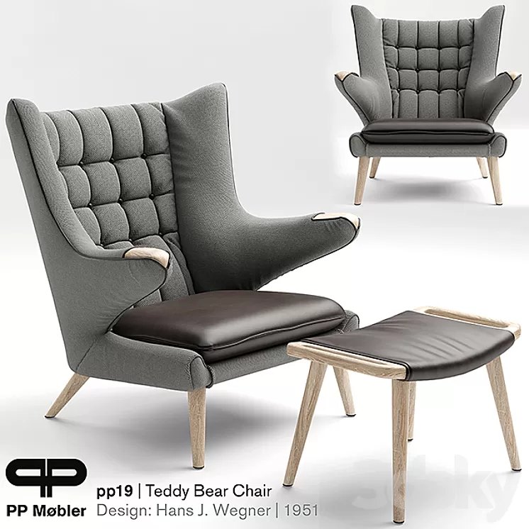 Armchair THE TEDDY BEAR CHAIR PP19 3D Model Armchair THE TEDDY BEAR CHAIR PP19 3D Model