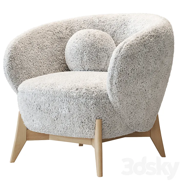 Armchair Tilar Cozy White 3D Model Free Download