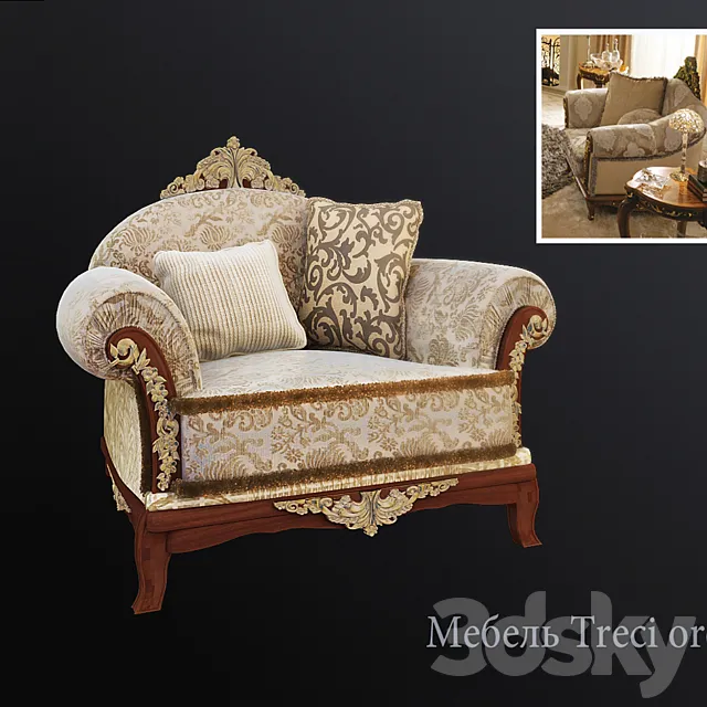 Armchair Treci oro 3D Model