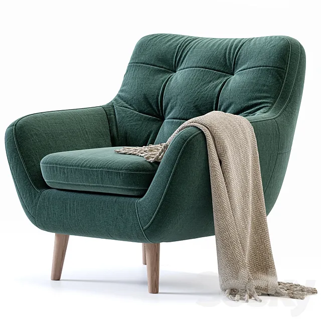 Armchair Vitio Velevet Ocean 3D Model
