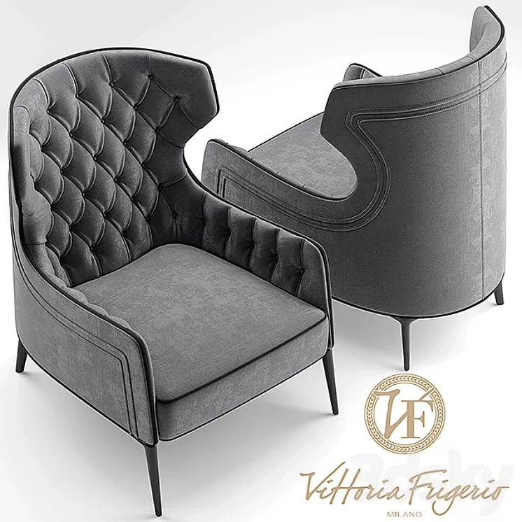 Armchair Vittoria Frigerio PIOLA BERGERE 3D Model Armchair Vittoria Frigerio PIOLA BERGERE 3D Model