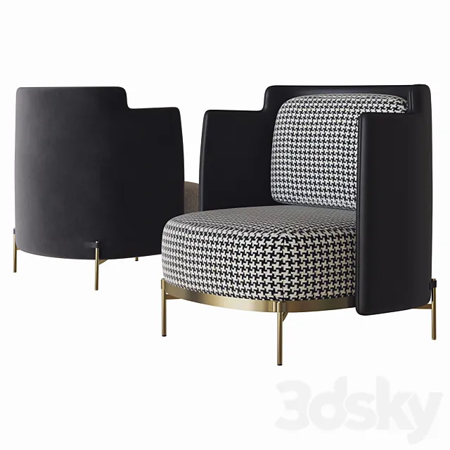 armchair with armrests tape minotti 3D Model armchair with armrests tape minotti 3D Model