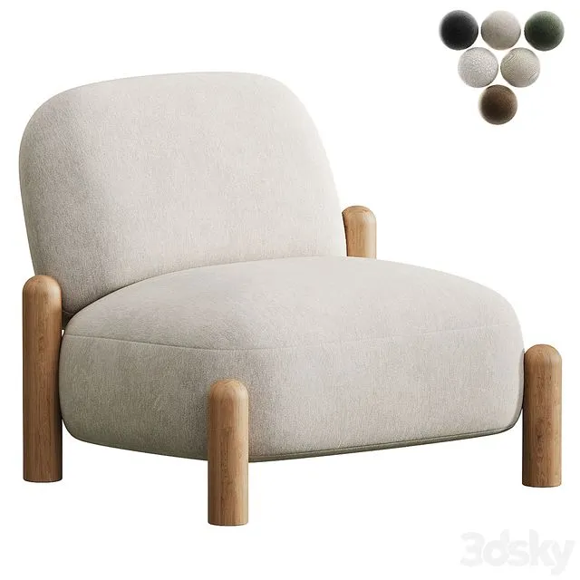 Armchair with chenille upholstery Boldi 3D Model