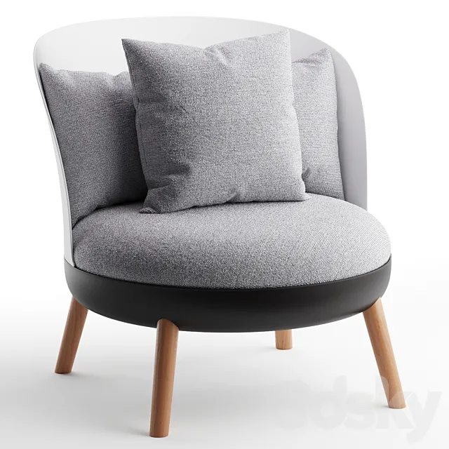 Armchair with ottoman Cherry gray 3D Model