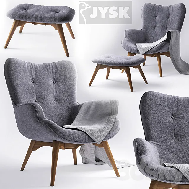 Armchair with pouf – jysk EJERSLEV 3DModel