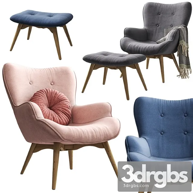 Armchair with pouf jysk petersborg 3D Model Download Armchair with pouf jysk petersborg 3D Model Download