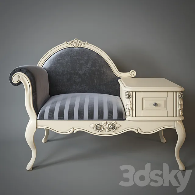 Armchair with telephone table Milano. 8802 3DModel