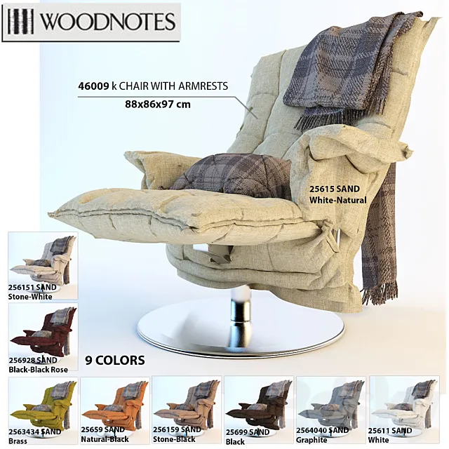Armchair Woodnotes K CHAIR WITH ARMRESTS 3D Model Armchair Woodnotes K CHAIR WITH ARMRESTS 3D Model