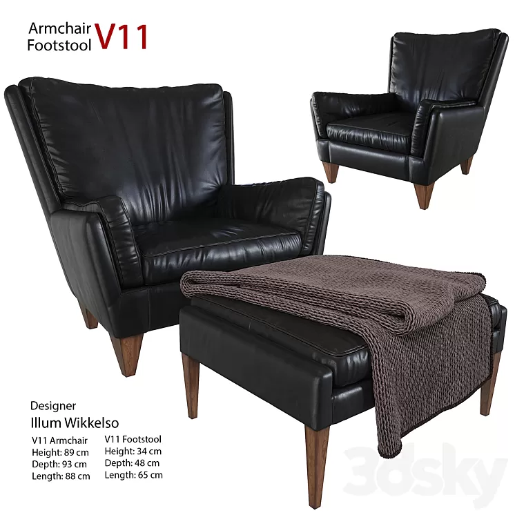 Armchair_Footstool_V11_Illum Wikkelso 3D Model