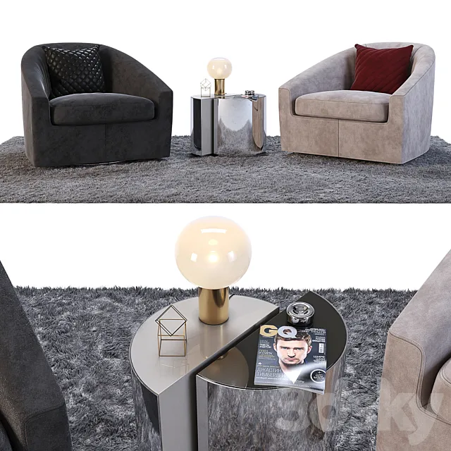 Armchairs minotti quinn 3D Model