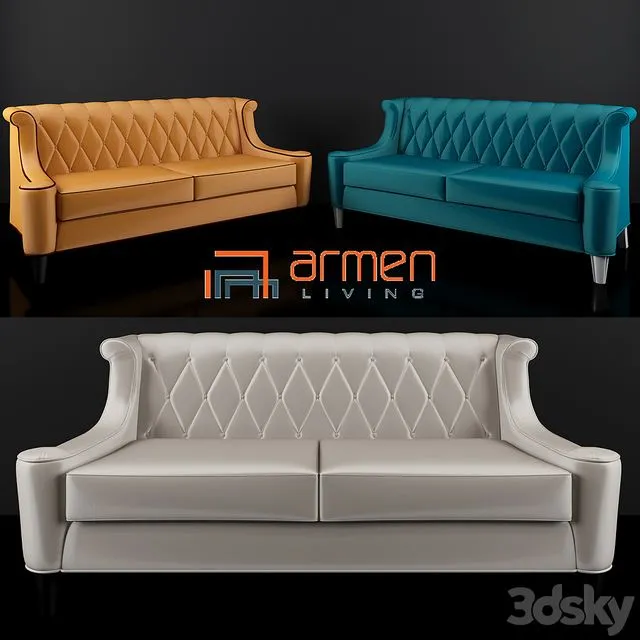 Armen Living Barrister Velvet Sofa 3D Model Armen Living Barrister Velvet Sofa 3D Model