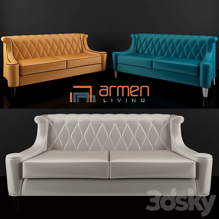 Armen Living Barrister Velvet Sofa 3D Model