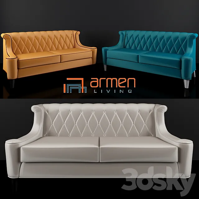 Armen Living Barrister Velvet Sofa 3DModel