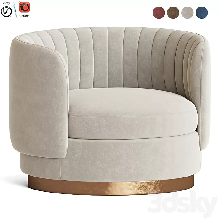 Armen Swivel Accent Armchair 3D Model Armen Swivel Accent Armchair 3D Model