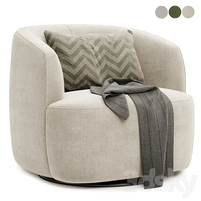 Armetta Boucle Upholstered Swivel Armchair 3D Model Armetta Boucle Upholstered Swivel Armchair 3D Model