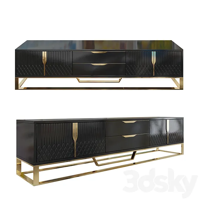 Aro Modern Stylish Black TV Stand 3DModel Aro Modern Stylish Black TV Stand 3DModel