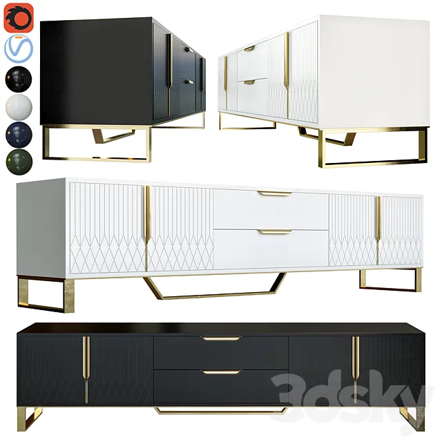 Aro modern stylish white tv stand sideboard 3DModel Aro modern stylish white tv stand sideboard 3DModel