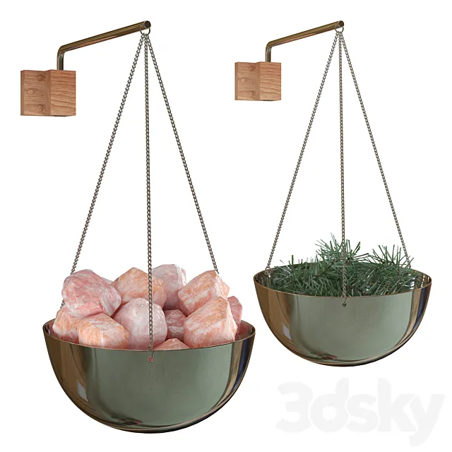Aroma bath bowl 20 cm with Himalayan salt or branches 3D Model