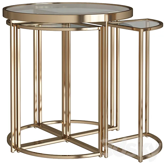 Arpeggio Gold Side Table Set 3D Model Arpeggio Gold Side Table Set 3D Model