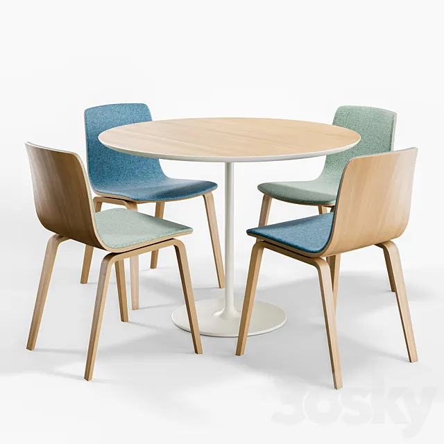 Arper AAVA 4 WOOD LEGS and Dizzy Table 3D Model