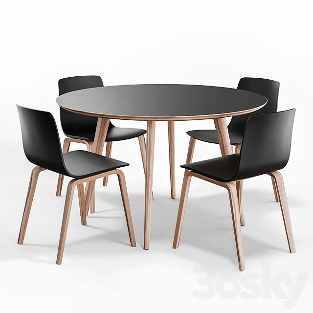 Arper AAVA 4 WOOD LEGS and Gher Table 3DModel