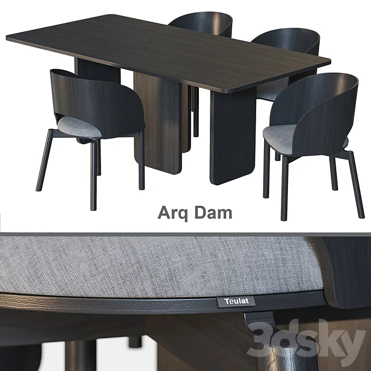 Arq Dam TEULAT Table and chairs 3D Model Free Download