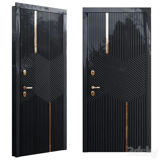 Art deco black front door 3D Model