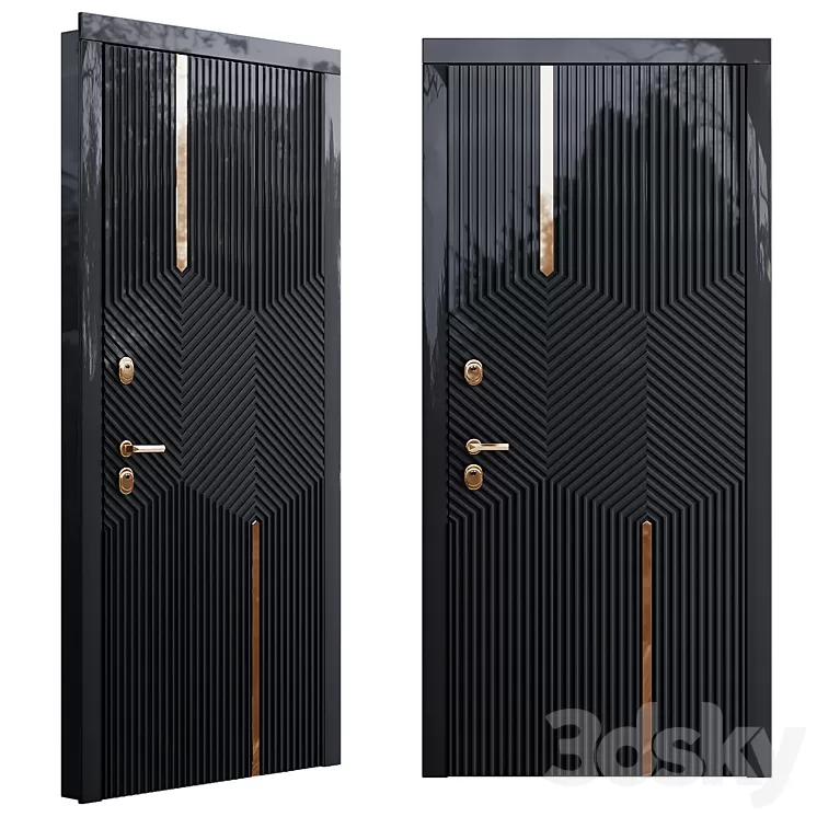 Art deco black front door 3D Model Free Download Art deco black front door 3D Model Free Download
