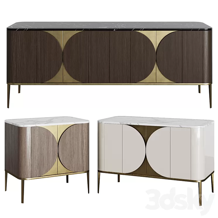 Art Deco chest of drawers and bedside 06 3D Model Art Deco chest of drawers and bedside 06 3D Model