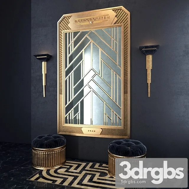 Art Deco Composition With A Mirror 3D Model Download
