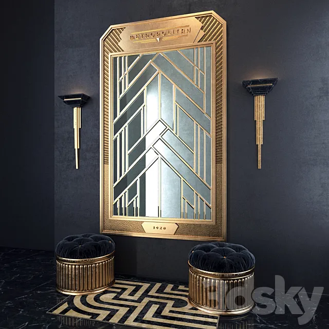 Art Deco composition with a mirror 3D Model Art Deco composition with a mirror 3D Model