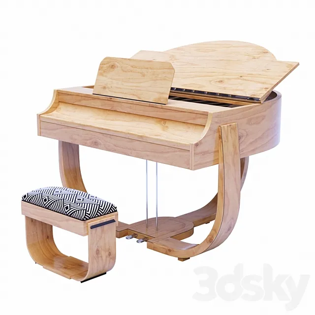 Art Deco Half-moon Grand Piano 3DModel