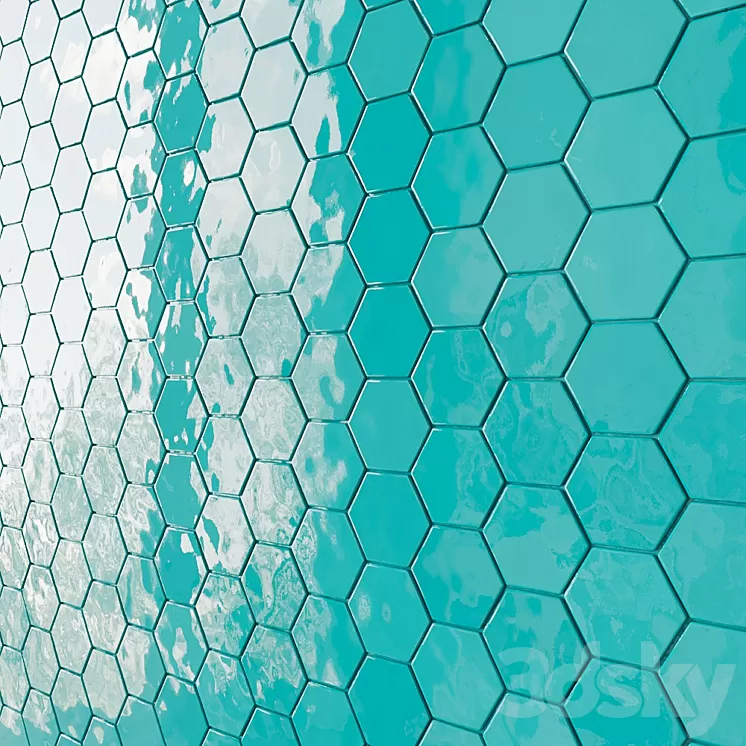 Art Deco Hexagon 5 types 3D Model