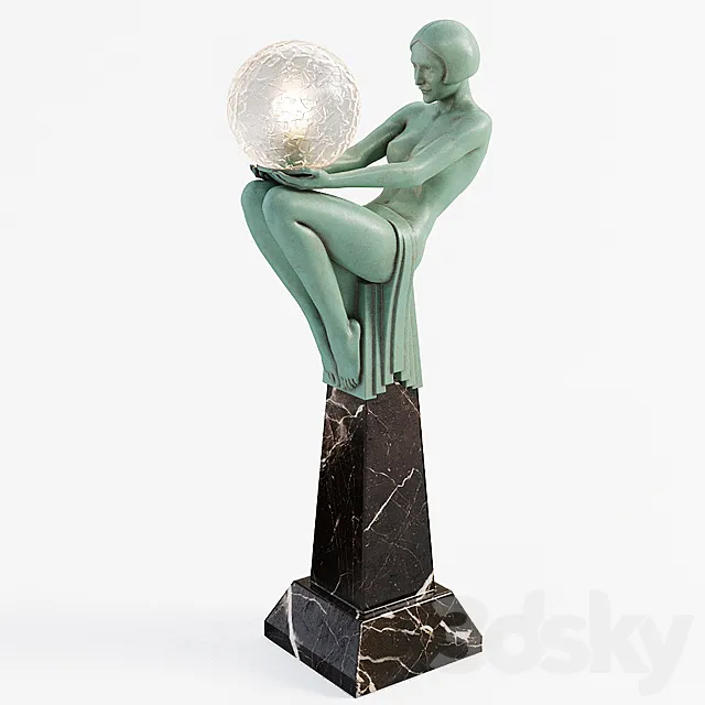 Art Deco Lamp of a Figural-Female 3DModel