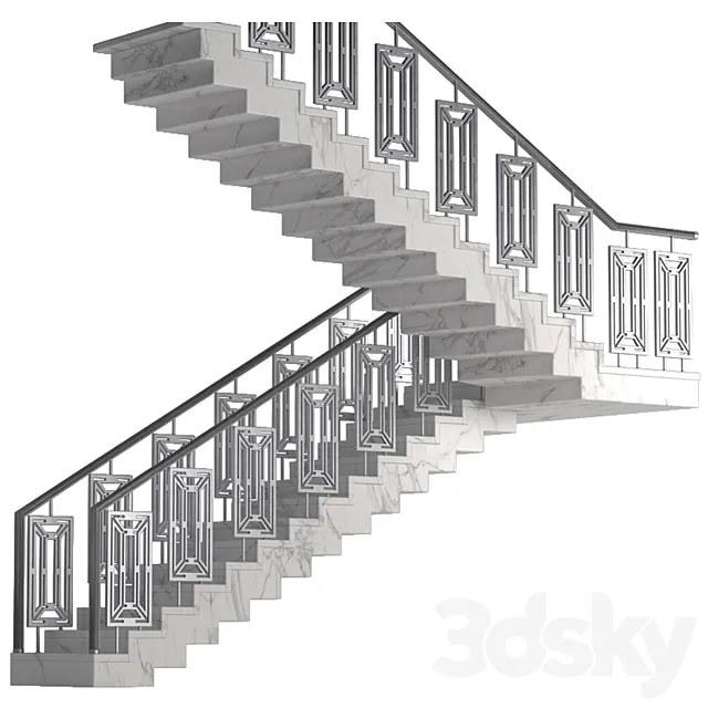 Art Deco marble stairs 3DModel