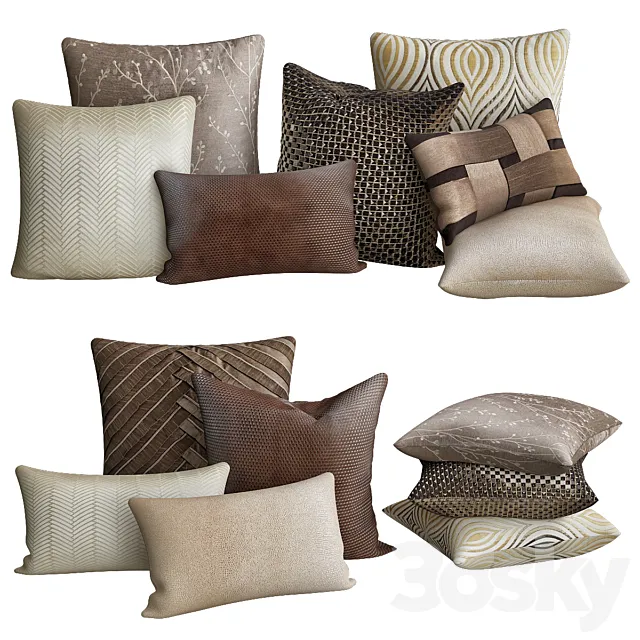 Art deco pillows collections 3D Model Art deco pillows collections 3D Model