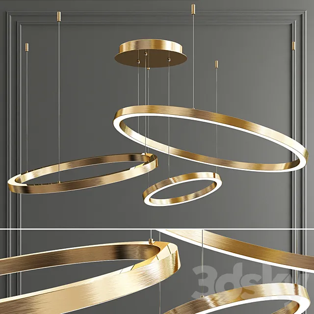 Art Deco Ring Hoops Led Chandelier 3D Model