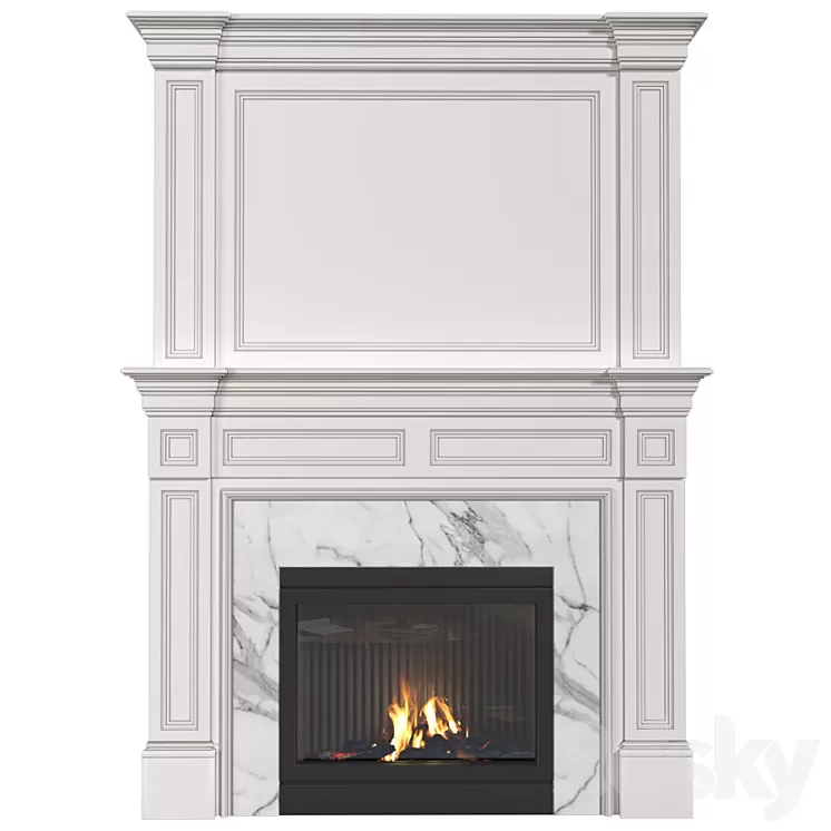 Art Deco style fireplace. Fireplace modern.Сlassic fireplace 3D Model Free Download