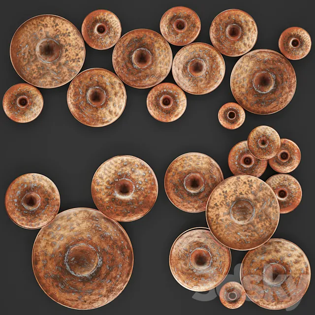 ART. Disc Wall Decor by World Menagerie Wall decor copper disks panels painting panel metal industrial style 3D Model ART. Disc Wall Decor by World Menagerie Wall decor copper disks panels painting panel metal industrial style 3D Model