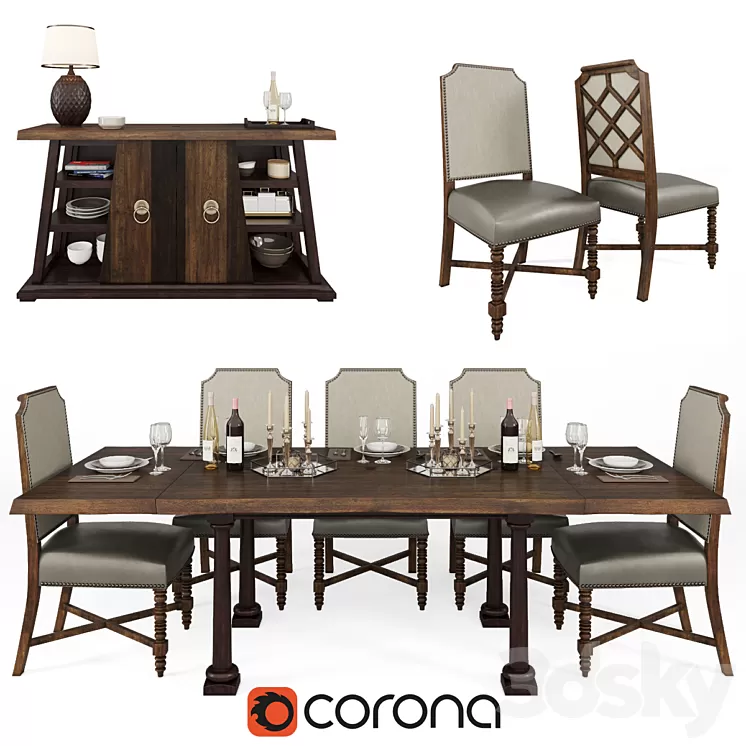 ART Furniture Inc American Chapter Formal Dining Room Group 3D Model ART Furniture Inc American Chapter Formal Dining Room Group 3D Model
