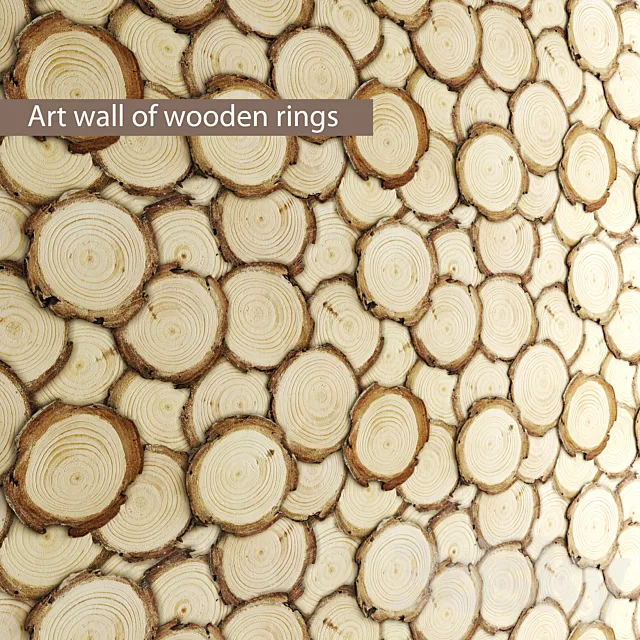 Art wall of wooden rings wall decor disks eco eco design panels 3D Model Art wall of wooden rings wall decor disks eco eco design panels 3D Model
