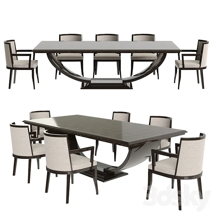 Artdeco Table group 3D Model Free Download