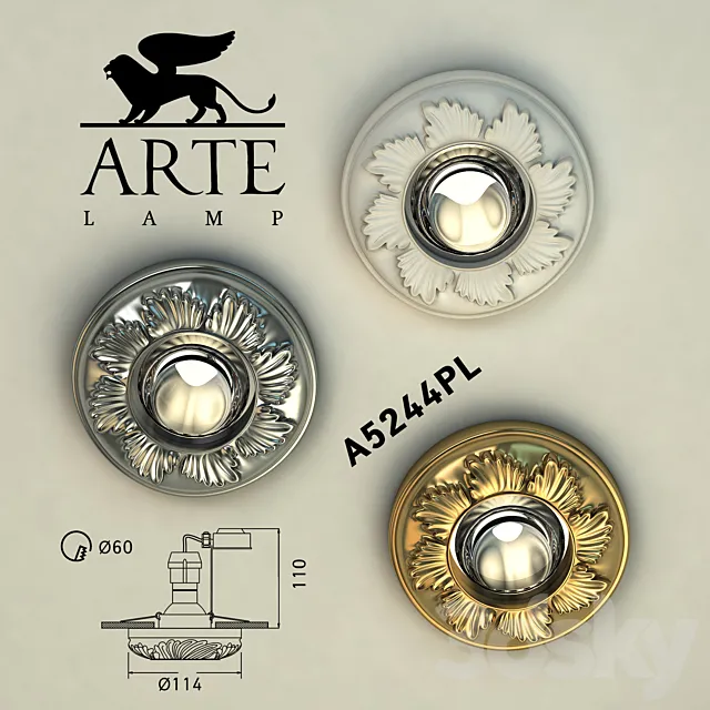 Arte lamp. A5244PL-1CC. A5244PL-1GO. A5244PL-1WH 3DModel
