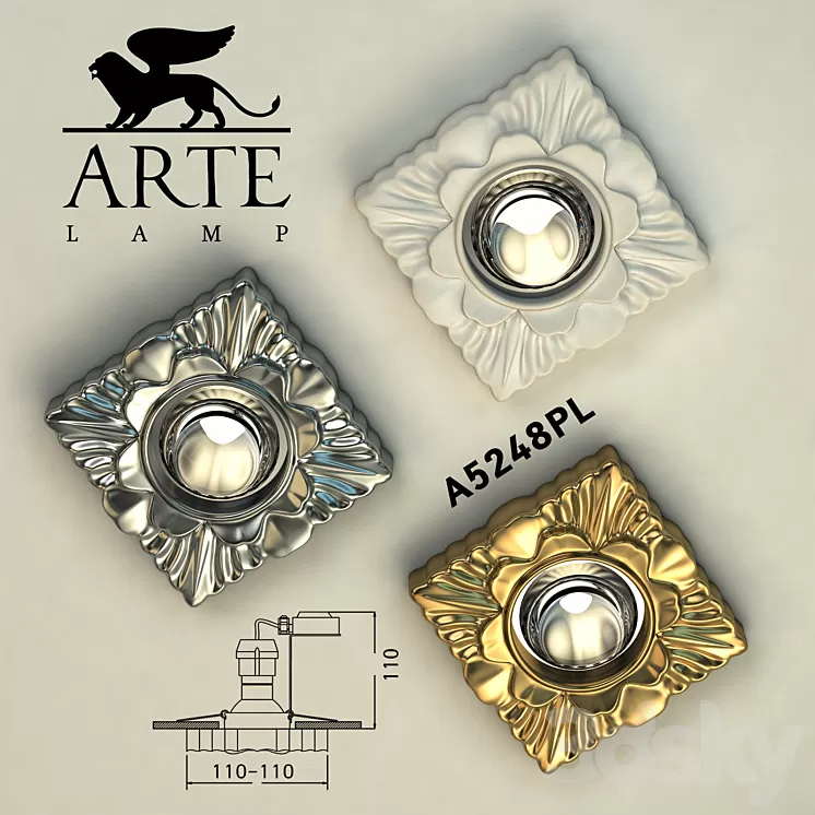 Arte lamp A5248PL-1CC A5248PL-1GO A5248PL-1WH 3D Model