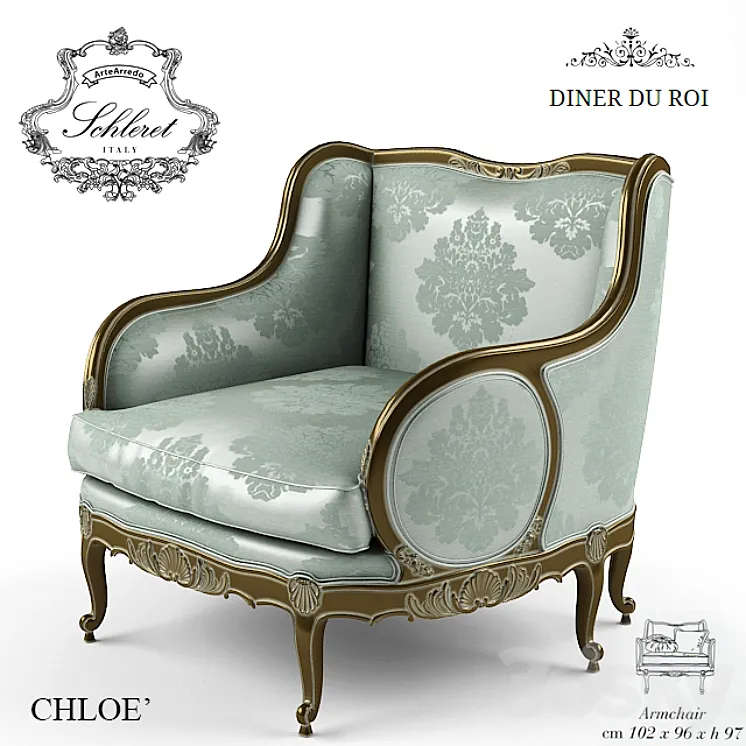 ARTEARREDO Diner du Roi CHLOE armchaig 3D Model Free Download