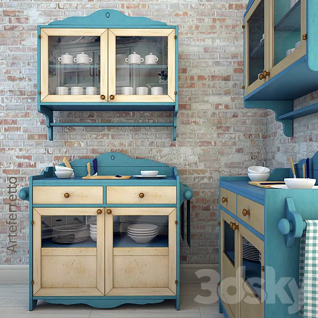 arteferretto cabinet and wall cabinet 3D Model arteferretto cabinet and wall cabinet 3D Model