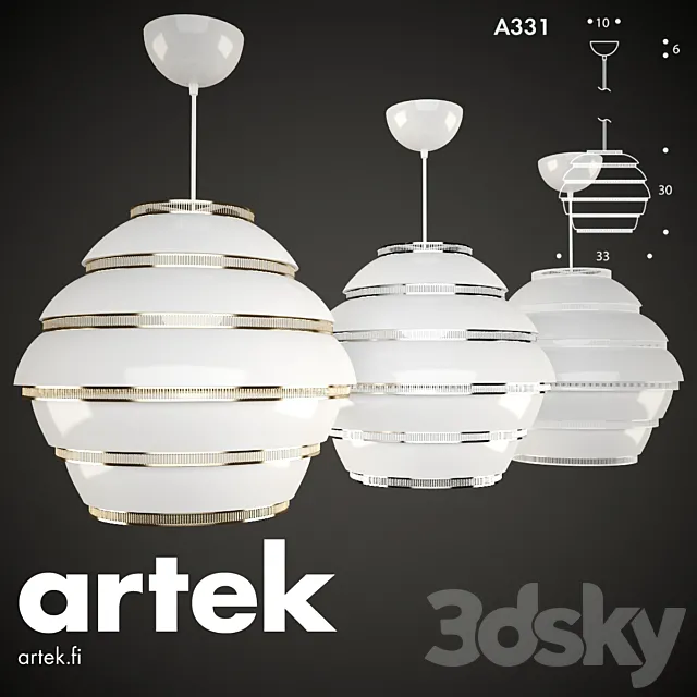 Artek PENDANT LAMP A331 3D Model Artek PENDANT LAMP A331 3D Model